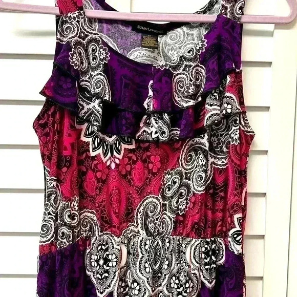 Susan Lawrence Sleeveless Ruffle Maxi Dress Size Medium - Picture 3 of 4